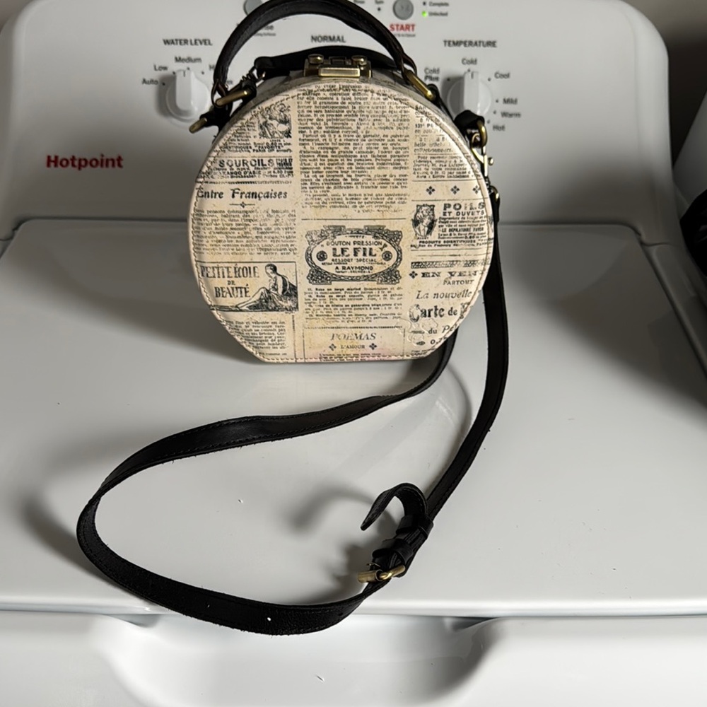 Vintage Newspaper Print Round Bag
